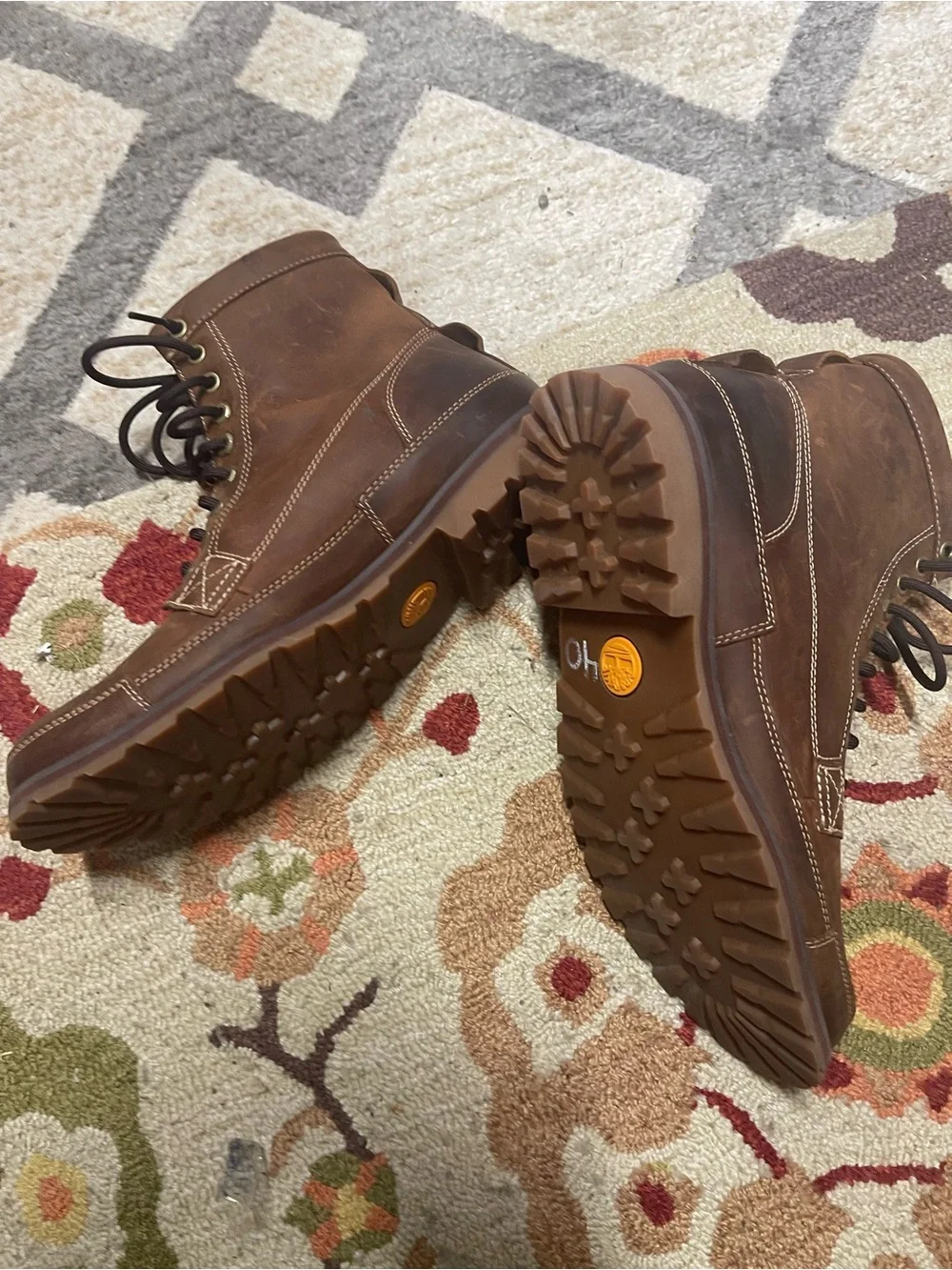 Used Timberland Men's Brown earth keepers Leather Lace-Up Boots Size 12, Great